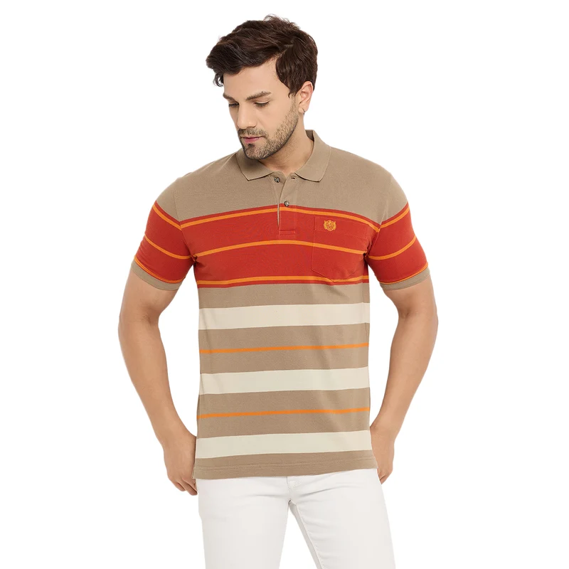 Duke Urban Men Half Sleeve Cotton T-shirt (LF7199) Mouse / S / Striped