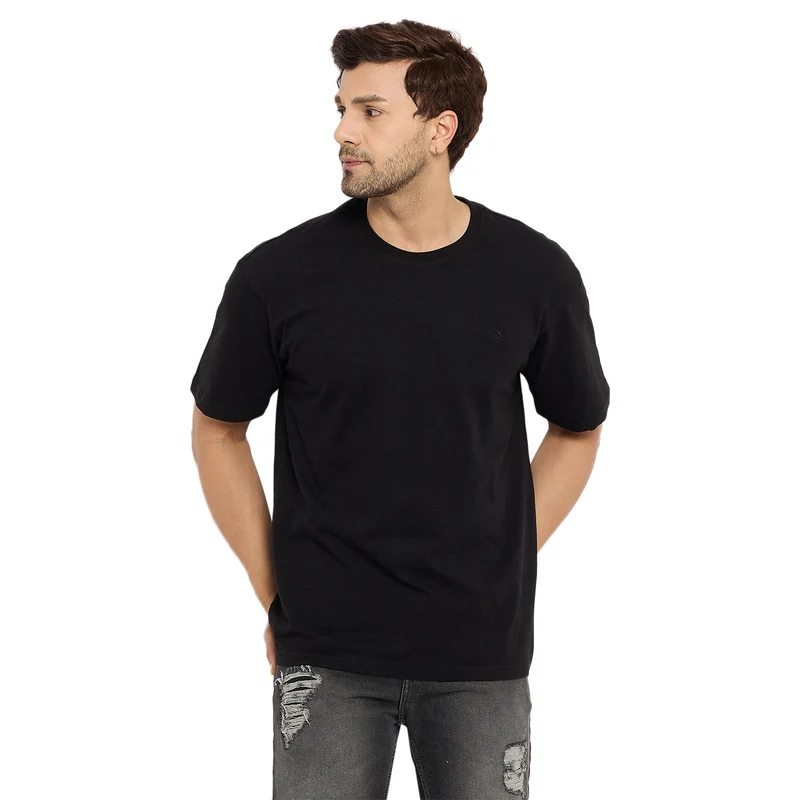 Duke Urban Men Half Sleeve Cotton T-shirt (LF7236) Black / S / Solid