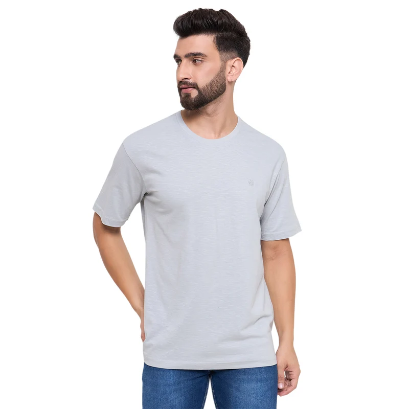 Duke Urban Men Half Sleeve Cotton T-shirt (LF7236) Cement / L / Solid