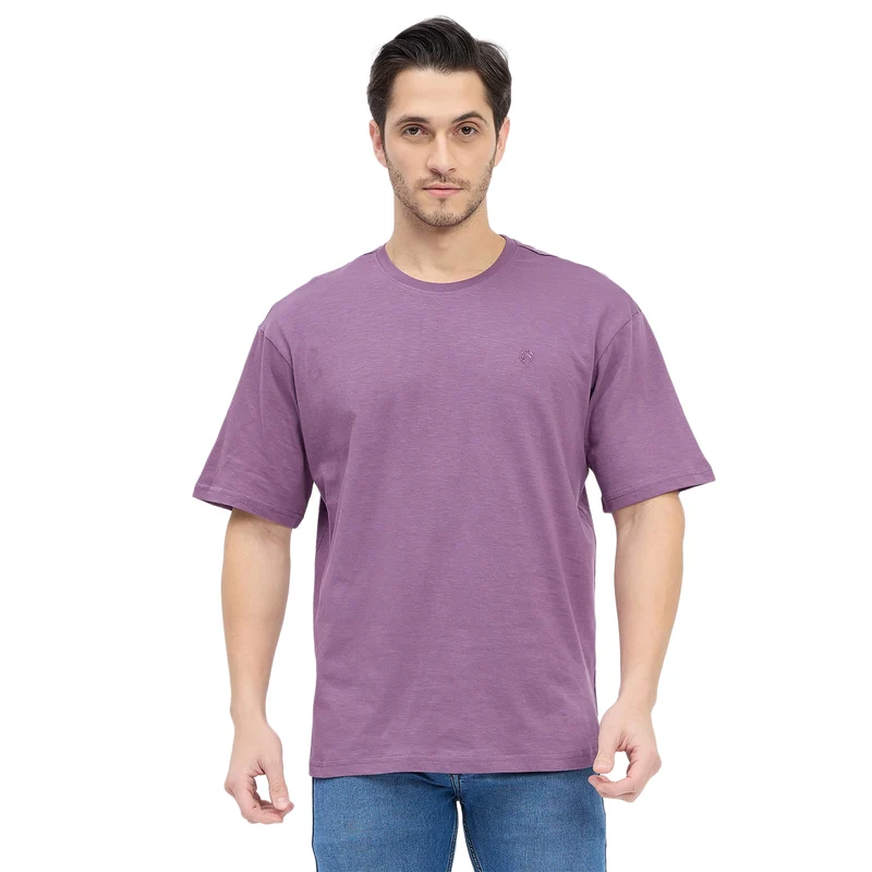 Duke Urban Men Half Sleeve Cotton T-shirt (LF7236) Grape / S / Solid