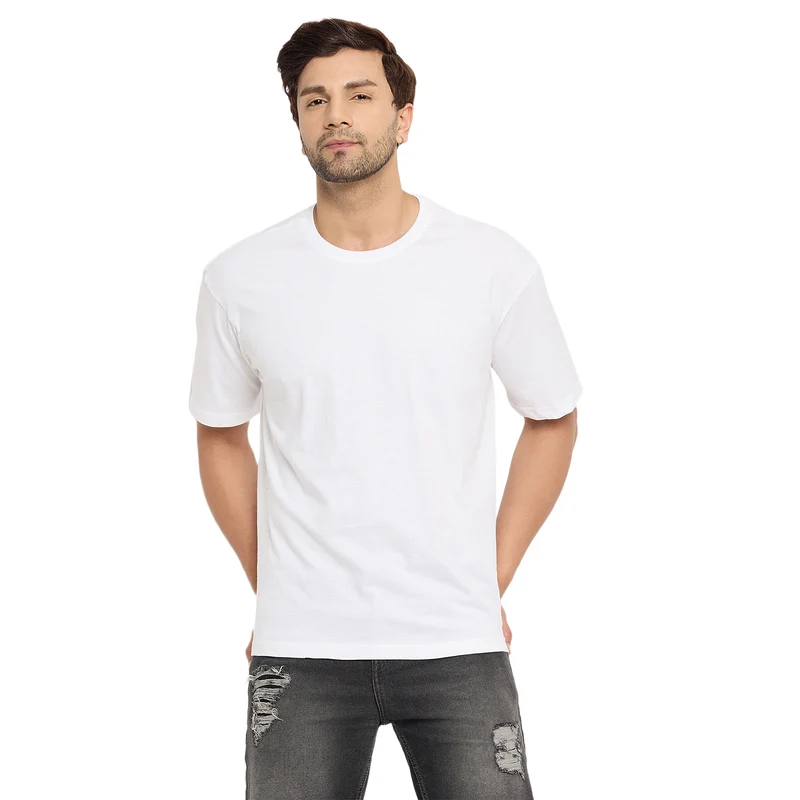 Duke Urban Men Half Sleeve Cotton T-shirt (LF7236) White / L / Solid