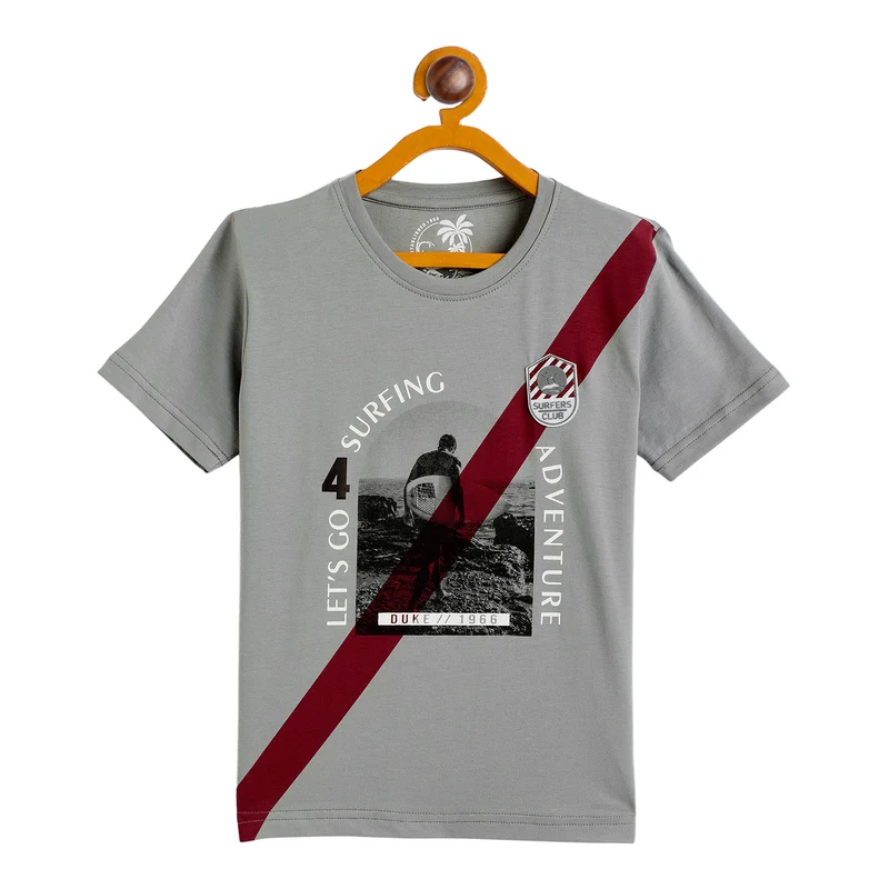 Duke Urban Boys Half Sleeve Cotton T-shirt (LF690) Ash / 32 / Printed