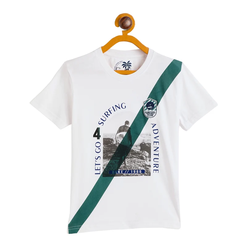 Duke Urban Boys Half Sleeve Cotton T-shirt (LF690) White / 30 / Printed
