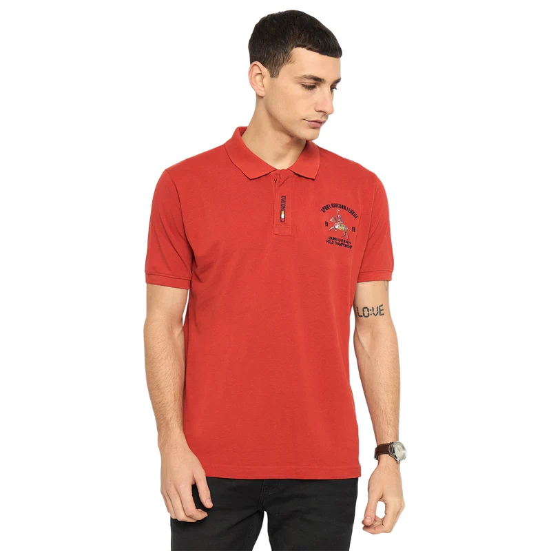 Duke Urban Men Half Sleeve Cotton T-shirt (LF7230) Rust / S / Solid