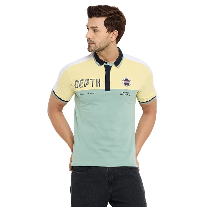 Duke Urban Men Half Sleeve Cotton T-shirt (LF7190) Pine / S / Color Block
