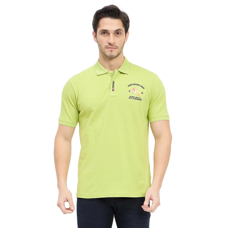 Duke Urban Men Half Sleeve Cotton T-shirt (LF7230) Apple Green / S / Solid