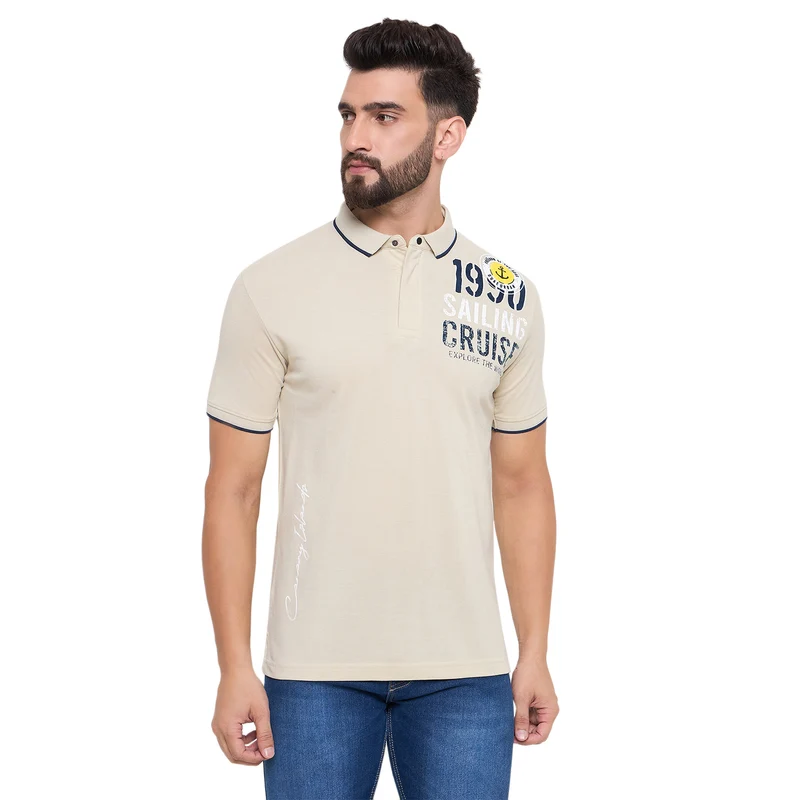 Duke Urban Men Half Sleeve Cotton Tshirt (LF7172) Fawn / XXL / Printed