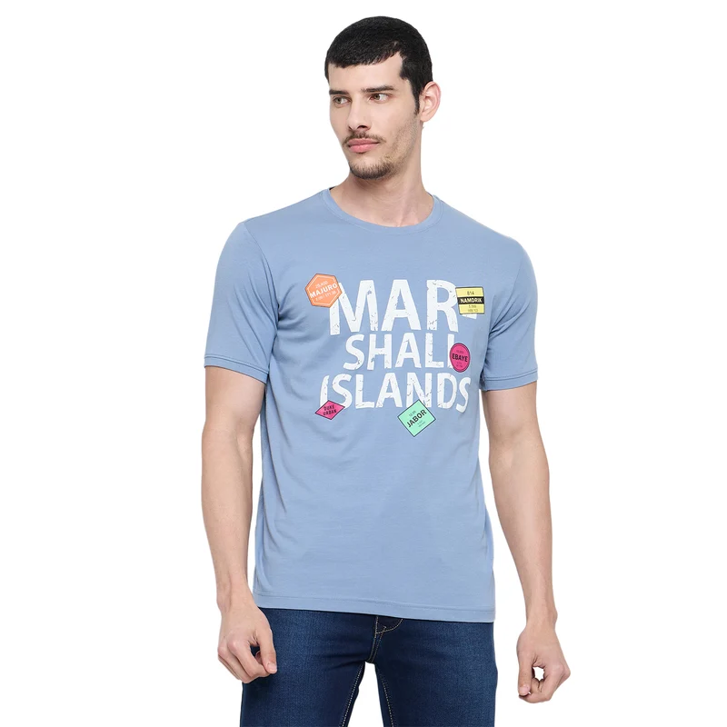 Duke Urban Men Half Sleeve Cotton Tshirt (LF7158) Air Force / XL / Printed