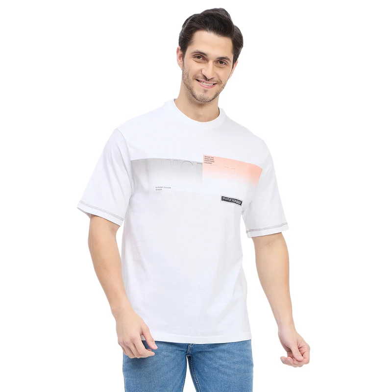 Duke Urban Men Half Sleeve Cotton T-shirt (LF7235) White / XXL / Printed