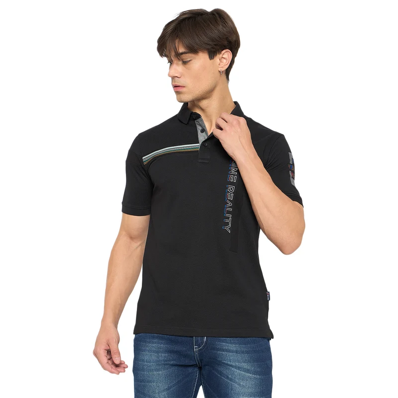 Duke Urban Men Half Sleeve Cotton T-shirt (LF7253) Black / L / Printed