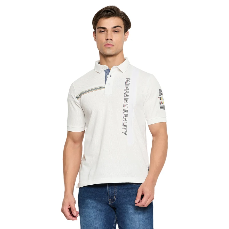 Duke Urban Men Half Sleeve Cotton T-shirt (LF7253) White / S / Printed