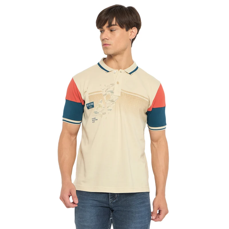 Duke Urban Men Half Sleeve Cotton T-shirt (LF7286) Fawn / S / Printed