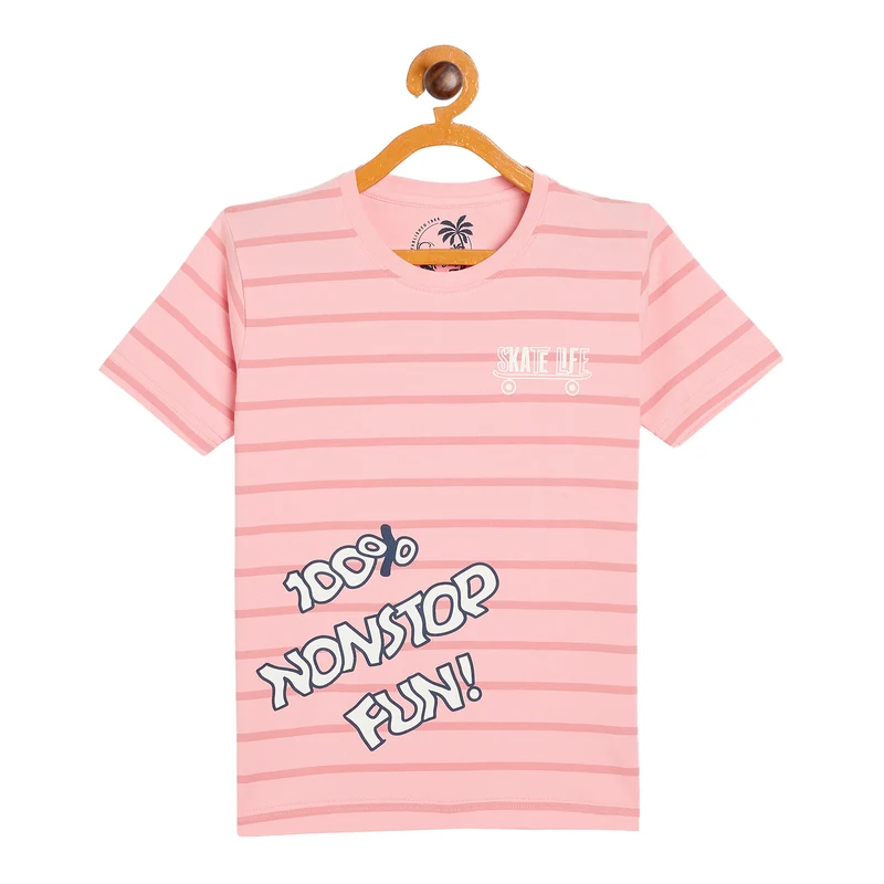 Duke Urban Boys Half Sleeve Cotton T-Shirt (LF703) Peach / 30 / Striped