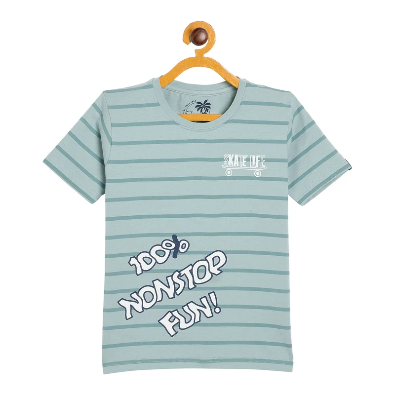 Duke Urban Boys Half Sleeve Cotton T-Shirt (LF703) Stone Blue / 30 / Striped