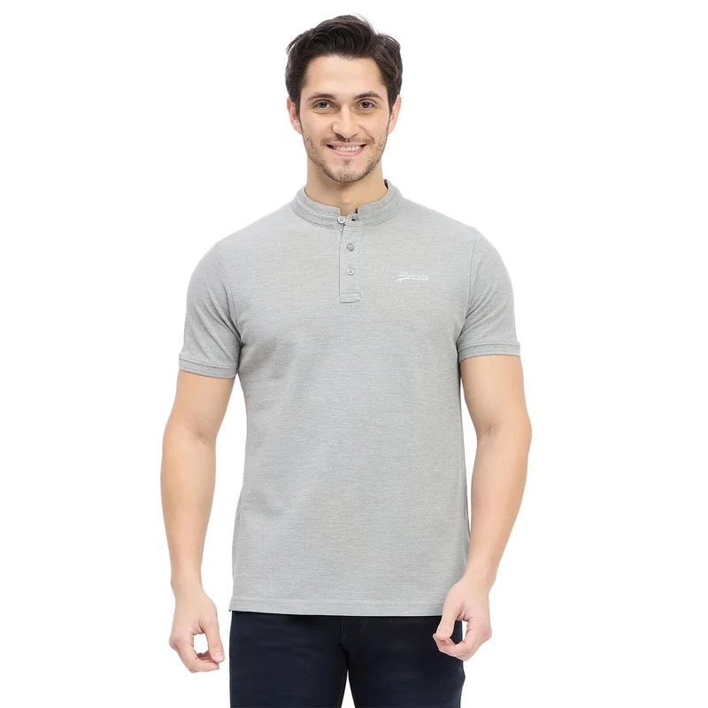 Duke Urban Men Half Sleeve Cotton T-shirt (LF7220) M.Grey Melange / S / Solid