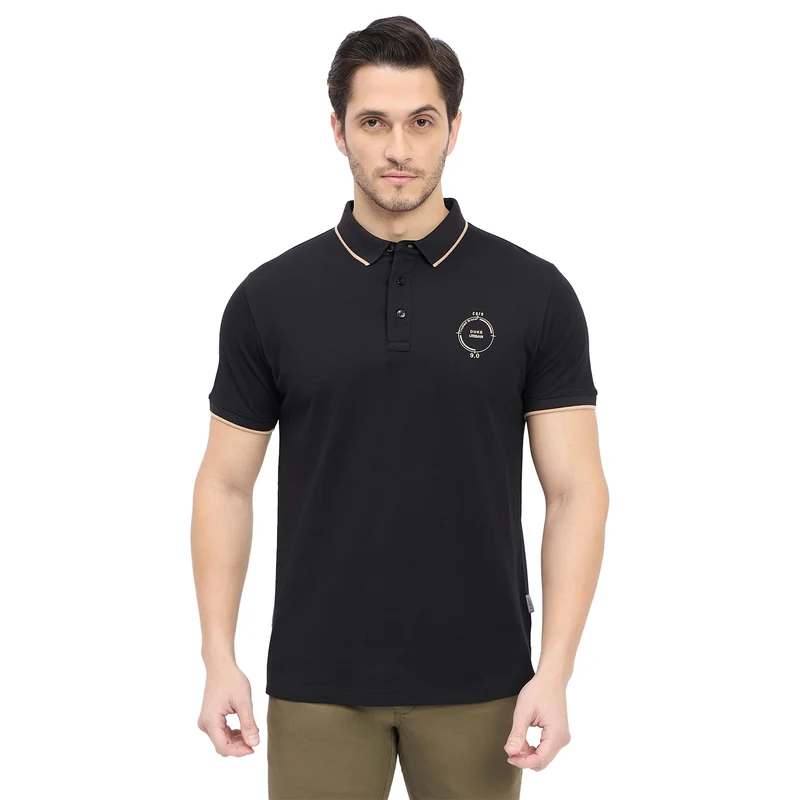 Duke Urban Men Half Sleeve Cotton T-shirt (LF7319) Black / M / Solid