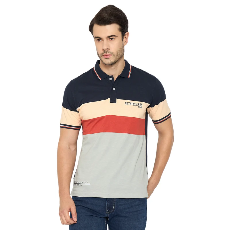 Duke Urban Men Half Sleeve Cotton Tshirt (LF7301) Navy / XXL / Striped