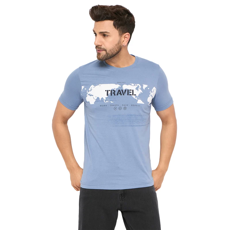 Duke Urban Men Half Sleeve Cotton T-shirt (ONLF291) Air Force / L / Printed