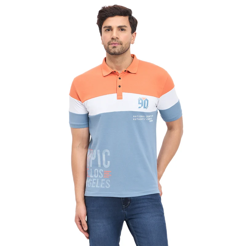 Duke Stardust Men Half Sleeve Cotton T-shirt (LF7173) Appricott / XXL / Striped