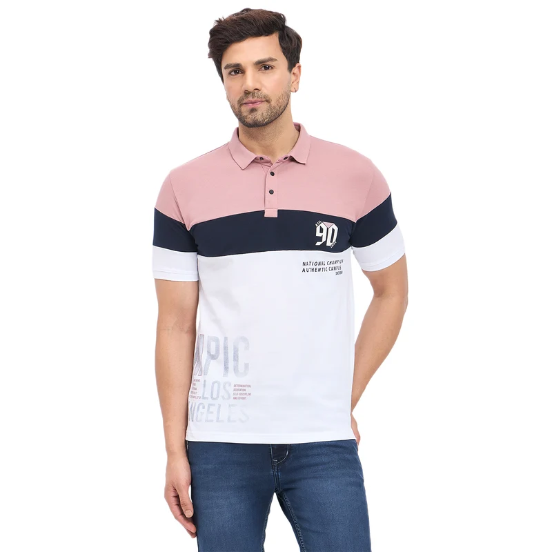 Duke Stardust Men Half Sleeve Cotton T-shirt (LF7173) Dusty Pink / S / Striped