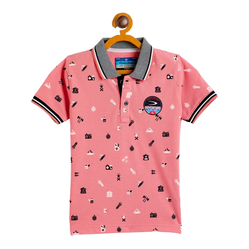 Duke Urban Boys Half Sleeve Cotton T-shirt (LF710) Peach / 30 / Printed