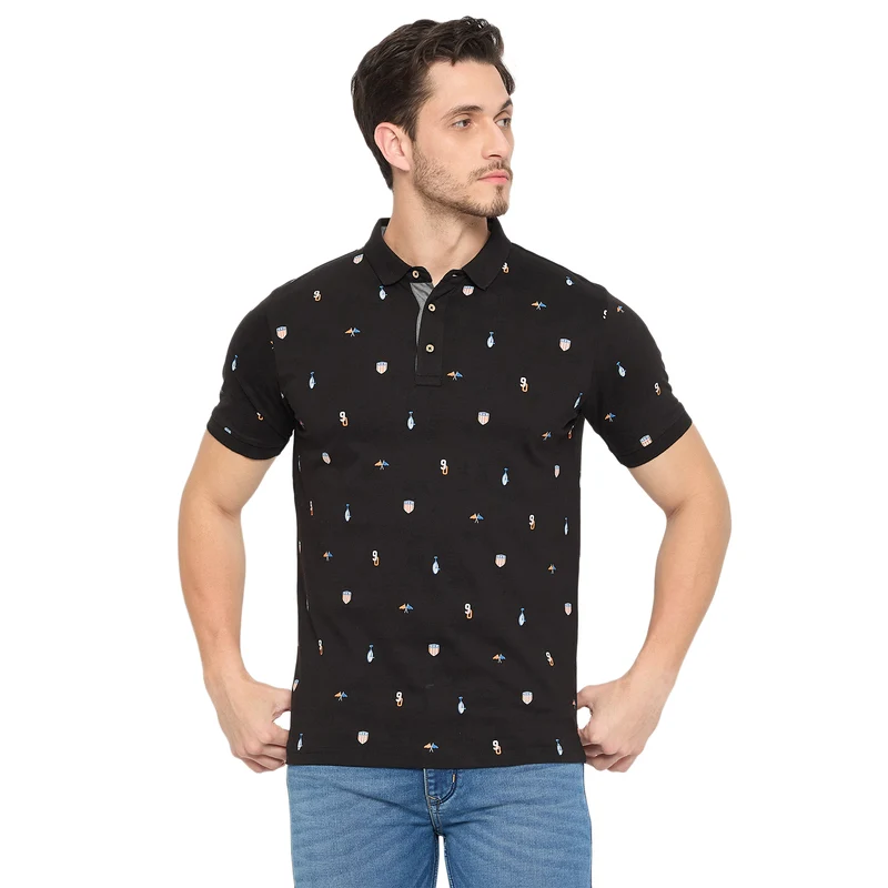Duke Urban Men Half Sleeve Cotton T-shirt (ONLF266) Black / M / Printed