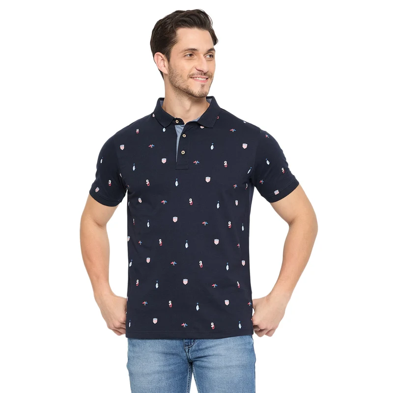 Duke Urban Men Half Sleeve Cotton T-shirt (ONLF266) Navy / XXL / Printed