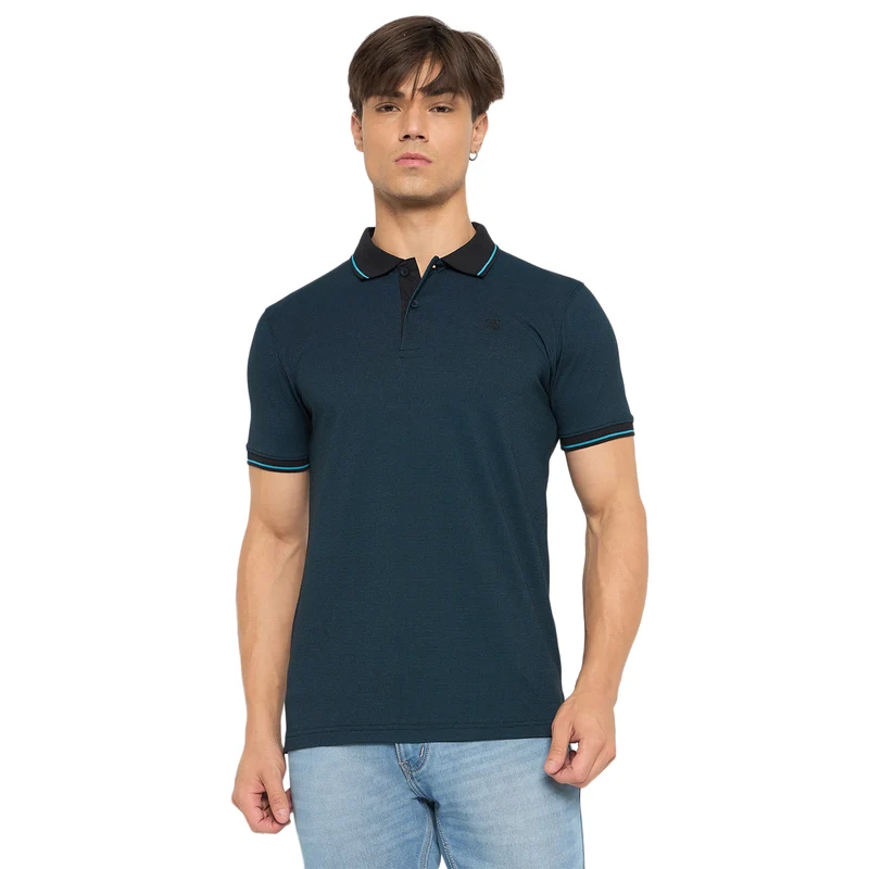 Duke Urban Men Half Sleeve Cotton T-shirt (LF7254) Teal Blue / L / Solid