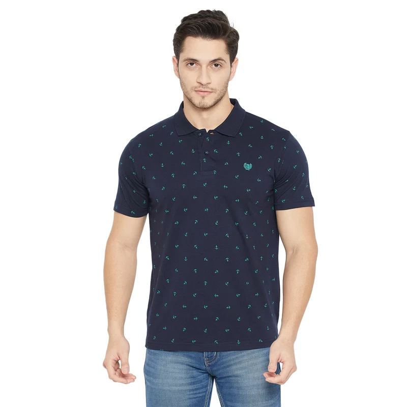 Duke Stardust Men Half Sleeve Cotton T-shirt (ONSD59) Navy / XL / Printed