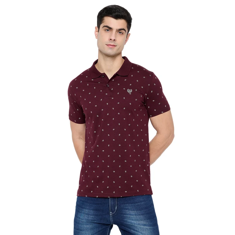 Duke Stardust Men Half Sleeve Cotton T-shirt (ONSD59) Wine / XL / Printed