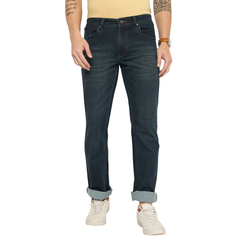 Duke Urban Men Comfort Fit Stretchable Jeans (SDD5720C) Carbon Blue / 32 / Washed