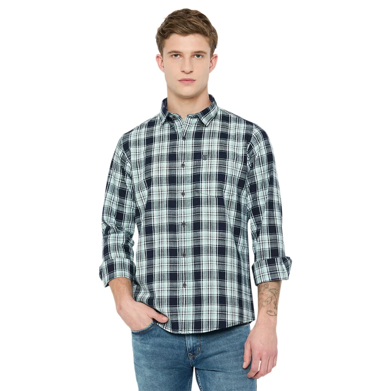 Duke Urban Men Full Sleeve Cotton Shirt (SDO7CKK) Sage Green / L / Checkered