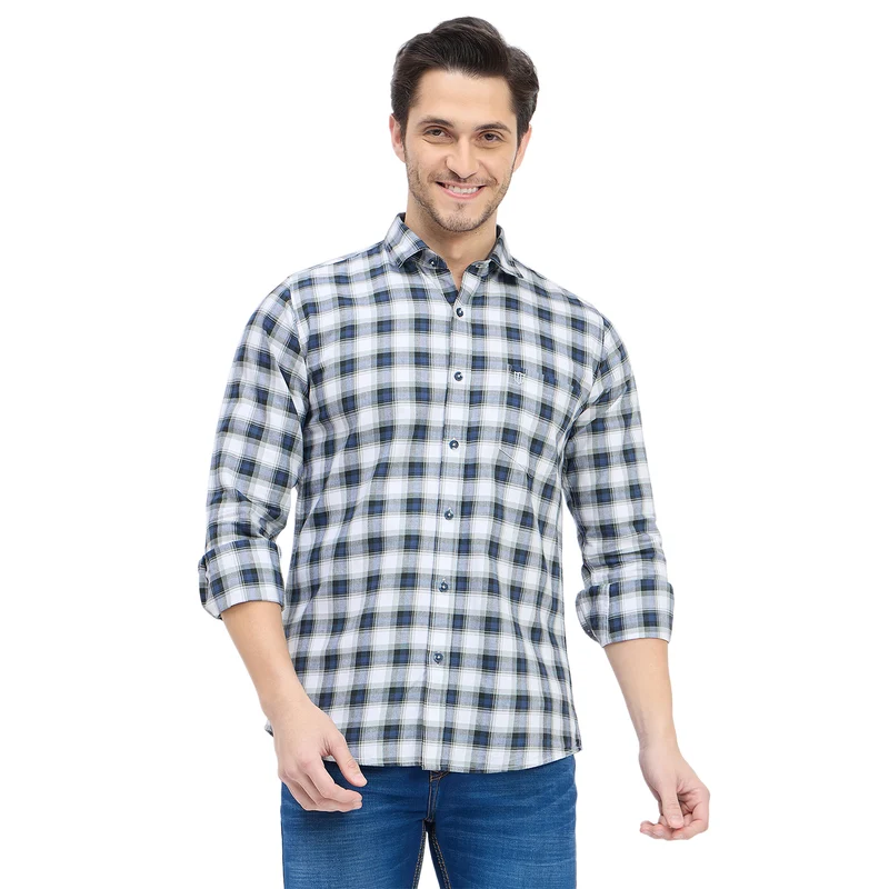 Duke Urban Men Full Sleeve Cotton Shirt (SDO8CKAS) Blue / XXL / Checkered