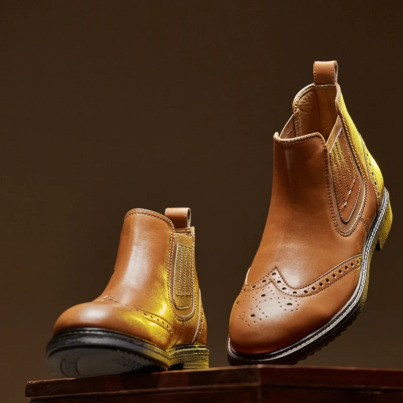 Duke Men Chelsea Boots (FWOL868) Tan / 8 UK / Solid Contrast