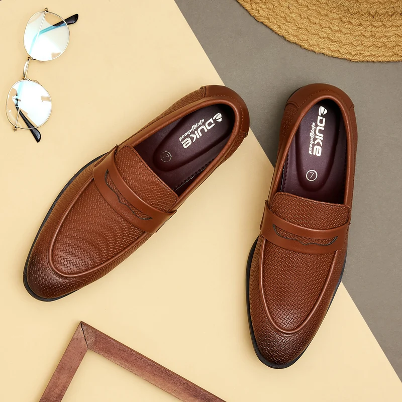 Duke Men Formal Shoes (FWD8082M) Tan / UK 6 / Textured
