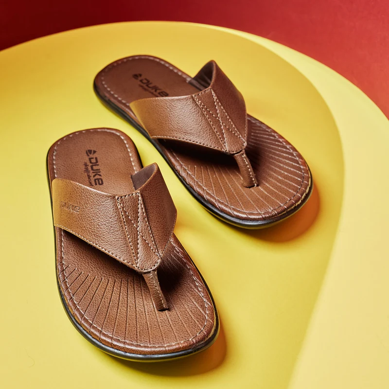 Duke Men Comfort Sandals (FWD3315A) Tan / UK 8 / Solid Contrast
