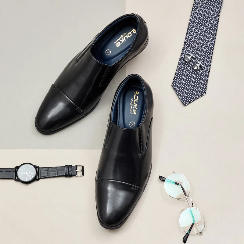 Duke Men Formal Slip-ons (FWOL8098) Black / UK 8 / Solid