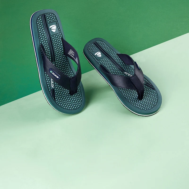 Duke Men Acupressure Thong Flipflops (FWC6167) Mist Green / UK 11 / Self Design