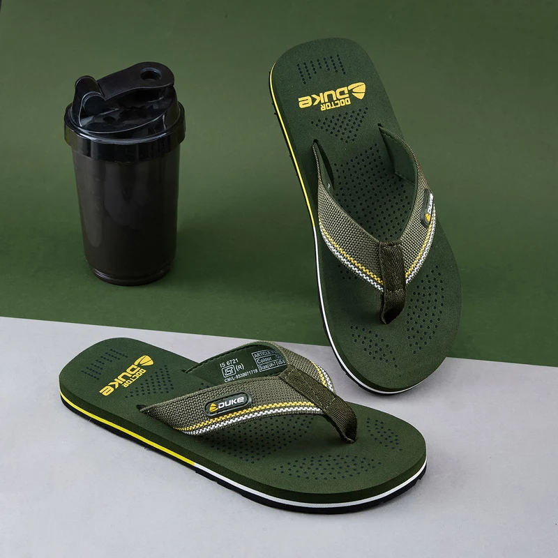 Duke Men Perforations Ortho Slippers (FWC6173) Olive / UK 8 / Perforations