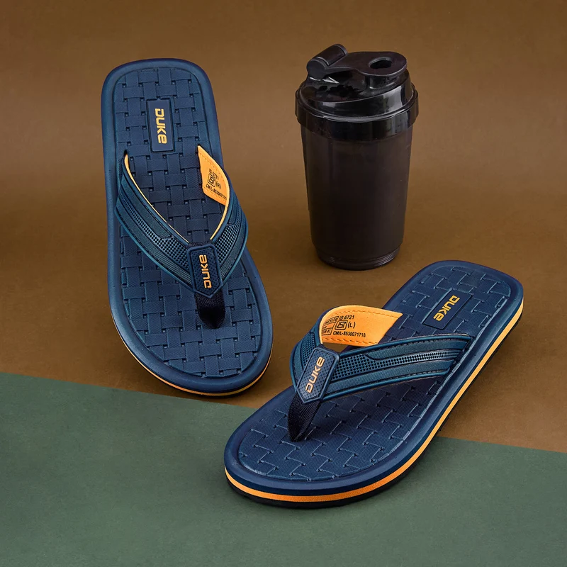 Duke Men Textured Thong Flipflops (FWC6174) Navy / UK 8 / Colourblocked