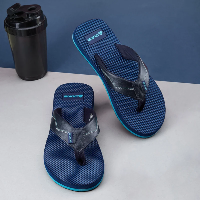 Duke Men Textured Thong Flipflops (FWC6172) Navy/Blue / UK 10 / Textured