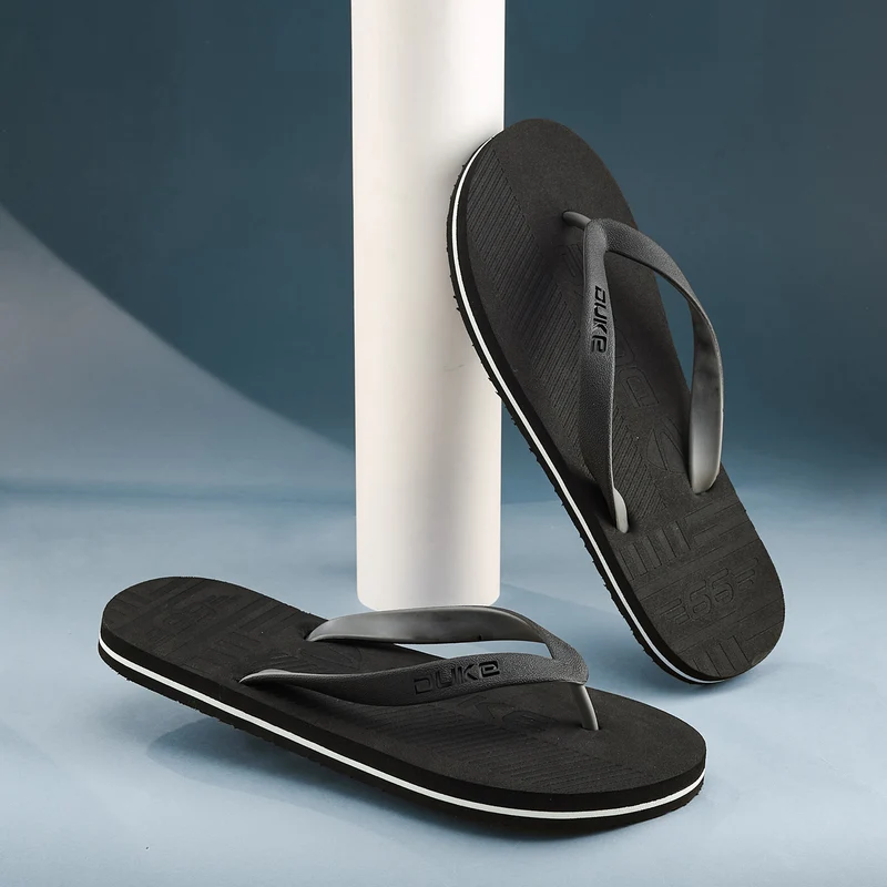 Duke Men Thong Flip Flops (FWC6160) Black / UK 7 / Solid Contrast