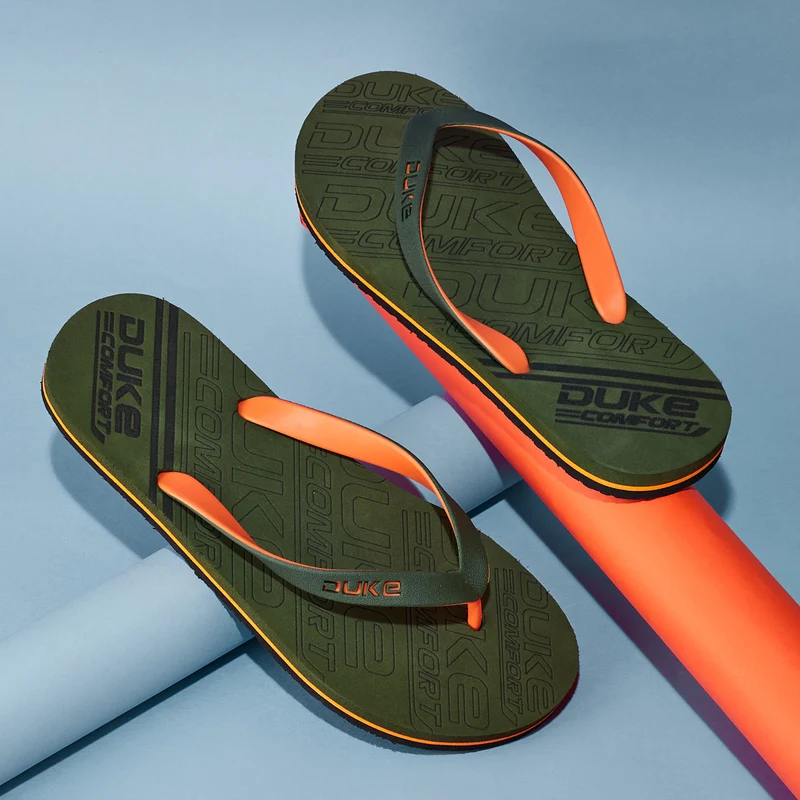Duke Men Thong Flip Flops (FWC6162) Olive / UK 11 / Printed