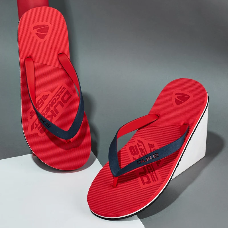 Duke Men Thong Flip Flops (FWC6164) Red / UK 9 / Solid Contrast