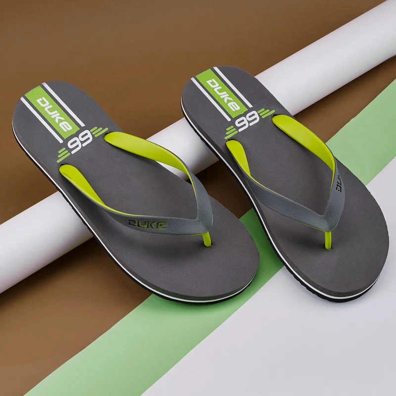 Duke Men Thong Flip Flops (FWC6165) D.Grey / UK 7 / Printed