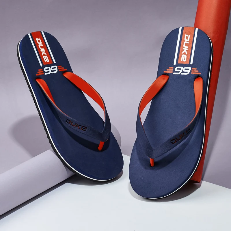 Duke Men Thong Flip Flops (FWC6165) Navy / UK 9 / Printed