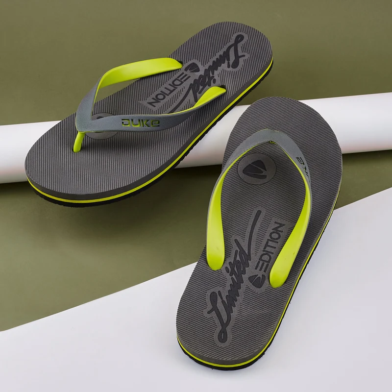 Duke Men Thong Flip Flops (FWC6161) D.Grey / UK 11 / Printed