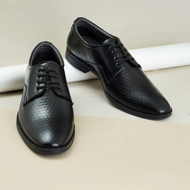 Duke Men Textured Formal Derbys (FWOL5036) Black / UK 7 / Textured