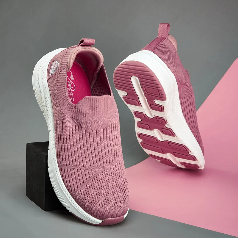 Duke Women Knitted Sports Shoes (XFOL1555) Onion Pink / UK 8 / Solid