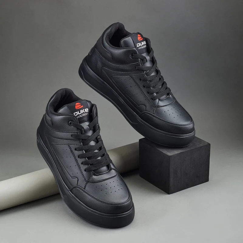 Duke Men Hypersoft High Top Sneakers (FWOL2526) Black / UK 6 / Perforations